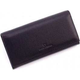 ST Leather Великий жіночий гаманець із натуральної шкіри чорного кольору з клапаном  1767443