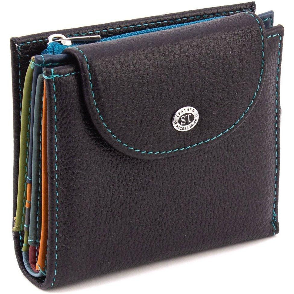 ST Leather Шкіряний жіночий гаманець чорного кольору з монетницею  1767291 - зображення 1
