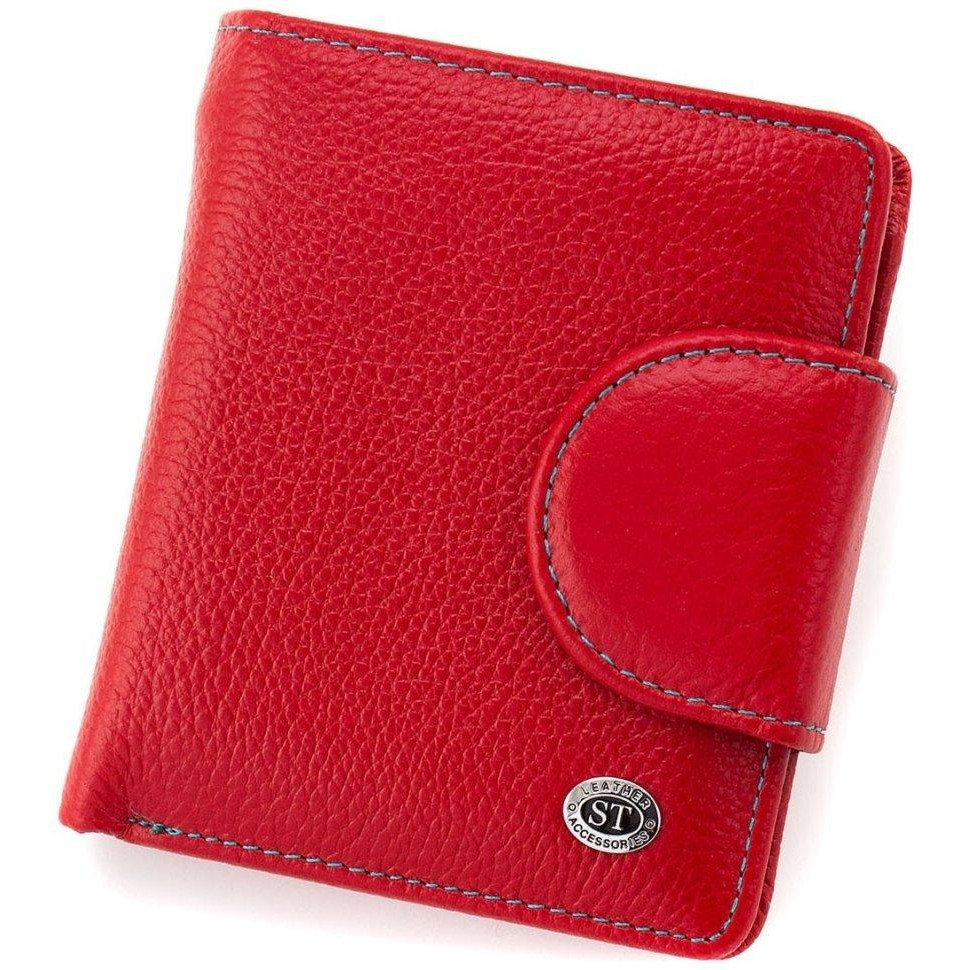 ST Leather Шкіряний жіночий гаманець червоного кольору з монетницею на кнопці  1767302 - зображення 1
