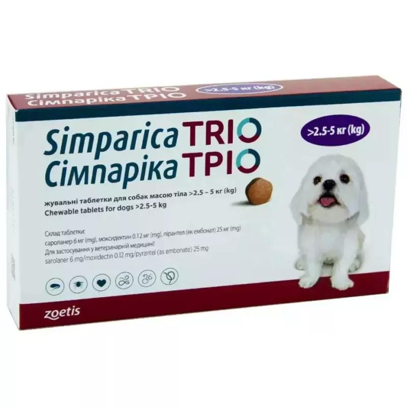 Zoetis Жевательные таблетки Simparica TRIO 2.5 - 5 кг 3 шт (5414736055640) - зображення 1