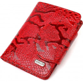 CANPELLINI Червоний жіночий гаманець подвійного додавання з натуральної шкіри з тисненням під змію  (2421810)