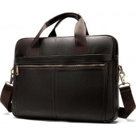 Vintage Мужская кожаная деловая сумка для ноутбука коричневого цвета  (14670)