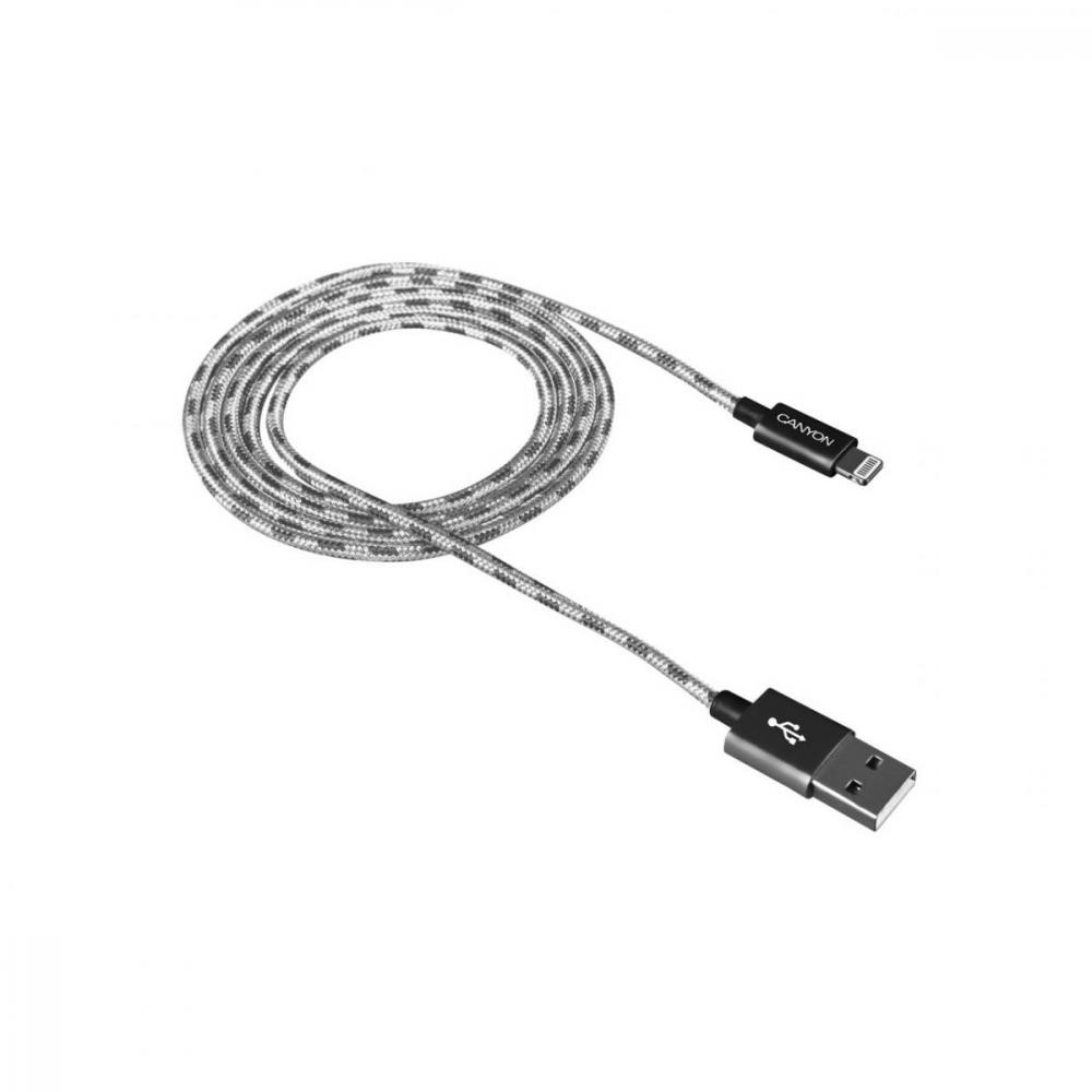 Canyon USB/Apple Lightning Silver 1m (CNE-CFI3DG) - зображення 1