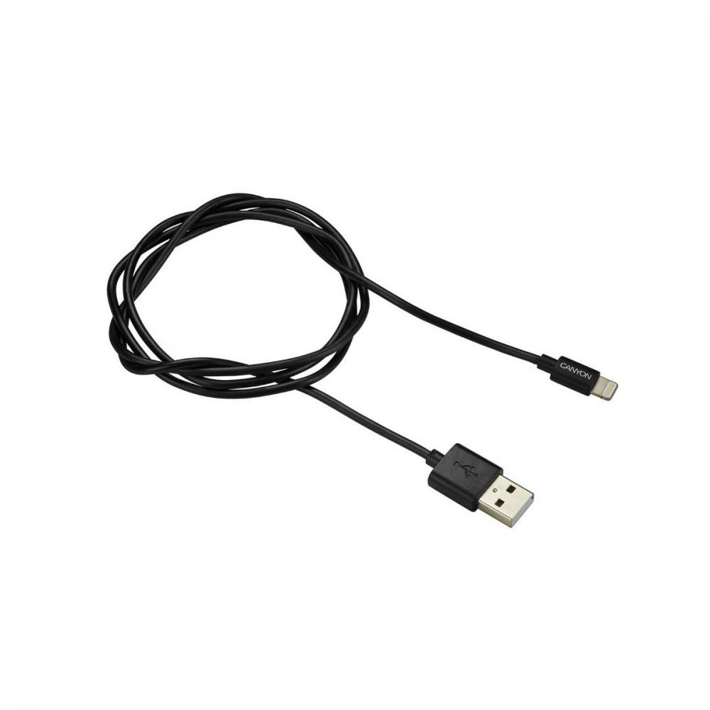 Canyon USB2.0 AM/Lightning Black 1m (CNS-MFICAB01B) - зображення 1