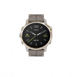 Garmin Fenix 6S Pro Sapphire Light Gold with Shale Grey Leather Band (010-02159-40)