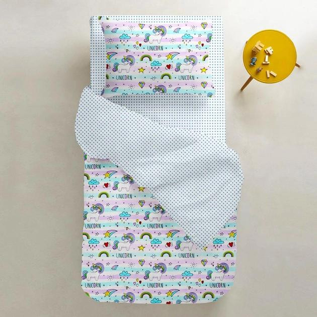 COSAS Пододеяльник  Unicorn Rainbow-Dots 155х215 (4822052045794) - зображення 1