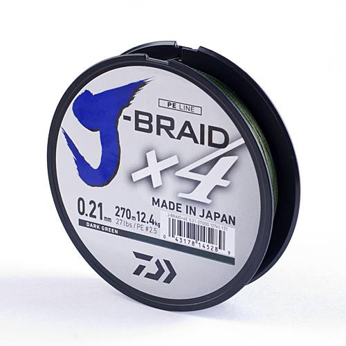 Daiwa J-Braid X4 / Dark Green / 0.15mm 270m 6.9kg - зображення 1