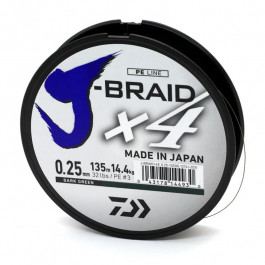 Daiwa J-Braid X4 / Dark Green / 0.25mm 135m 14.4kg (12741-025)