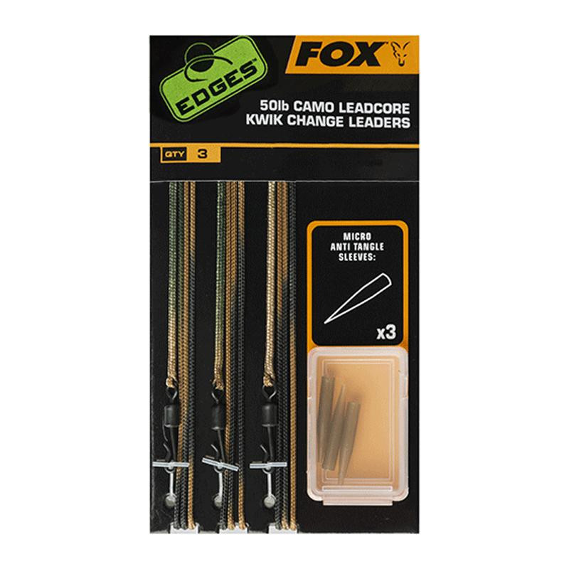 Fox Edges Camo Leadcore Kwik Change Leaders / 75cm 50lb / 3pcs (CAC756) - зображення 1