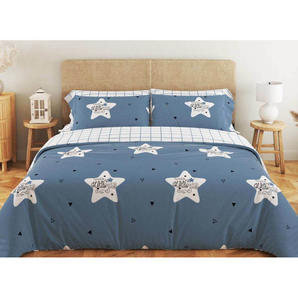 ТЕП Комплект постільної білизни  Soft dreams Twinkle Stars двоспальний блакитний з білим (2-03858_25349) - зображення 1