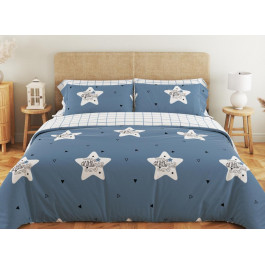 ТЕП Комплект постільної білизни  Soft dreams Twinkle Stars двоспальний блакитний з білим (2-03858_25349)