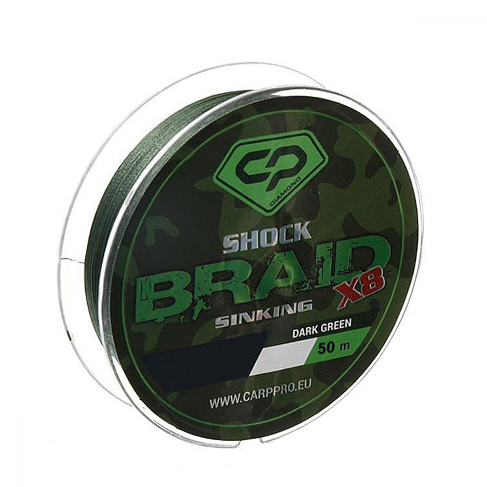Carp Pro Shock Braid X8 / Dark Green / 0.16mm 50m 25lbs - зображення 1