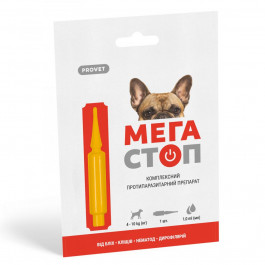 ProVET Краплі  «Мега Стоп» для собак 4-10 кг, 1 піпетка (від зовнішніх та внутрішніх паразитів) (PR241744)