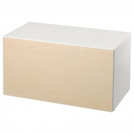 IKEA SMASTAD Скамейка с контейнером для игрушек, белый / береза, 90x52x48 см (093.891.62)