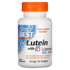 Doctor's Best Лютеин с Lutemax 2020, Lutein with Lutemax 2020, , 20 мг, 60 мягких таблеток