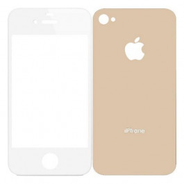 TOTO 2,5D Full cover Tempered Glass front and back for iPhone 4/4S Gold