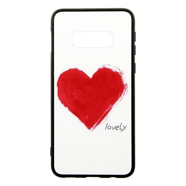 TOTO Glass Fashionable Case Samsung Galaxy S10e Red Heart on White - зображення 1