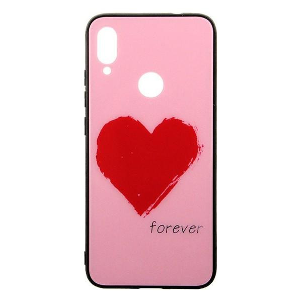 TOTO Glass Fashionable Case Xiaomi Redmi Note 7 Red Heart on Pink - зображення 1