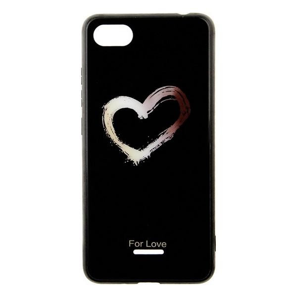 TOTO Glass Fashionable Case Xiaomi Redmi 6A Heart on Black - зображення 1