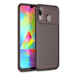 iPaky Carbon Fiber Soft TPU Case Samsung Galaxy M20 Brown