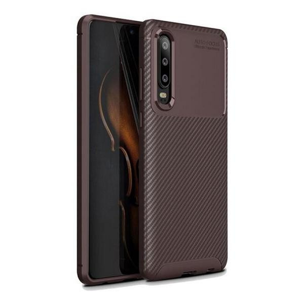 iPaky Carbon Fiber Soft TPU Case Huawei P30 Brown - зображення 1