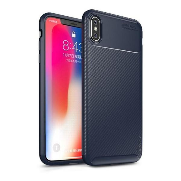 iPaky Carbon Fiber Soft TPU Case iPhone XS Max Blue - зображення 1