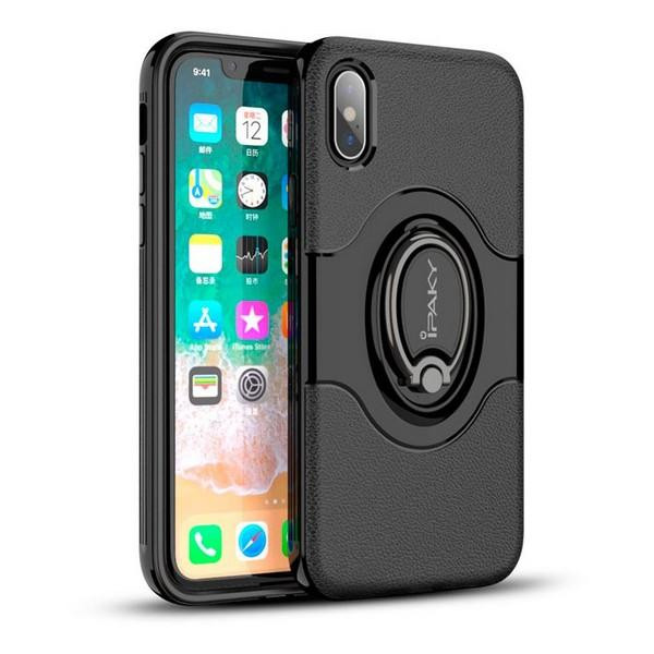 iPaky 360° Free Rotation Ring Holder case iPhone X Black - зображення 1