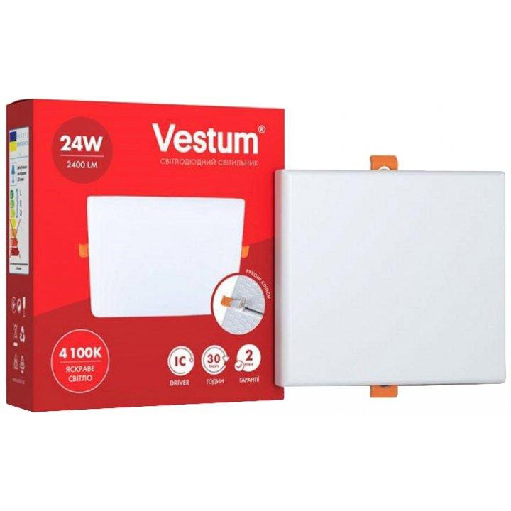 Vestum Квадратный светодиодный врезной светильник "без рамки"  24W 4100K 1-VS-5607 - зображення 1