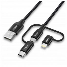Choetech USB 2.0 AM to Lightning / Micro USB / USB Type-C 1.2m Black (IP0030-BK)