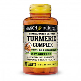 Mason Natural Комплекс куркуми з вітаміном D3 та магнієм, Turmeric Complex With Vitamin D3 & Magnesium, , 60 табле