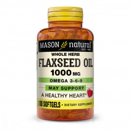 Mason Natural Льняна олія 1000мг, Омега 3-6-9, Flax Seed Oil 1000мг Omega 3-6-9, , 100 гелевих капсул