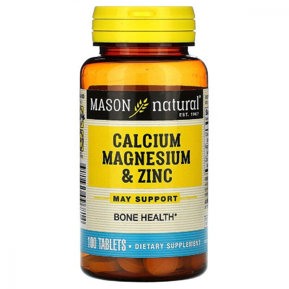Mason Natural Кальций, магний и цинк (Calcium Magnesium and Zinc) 100 таблеток - зображення 1