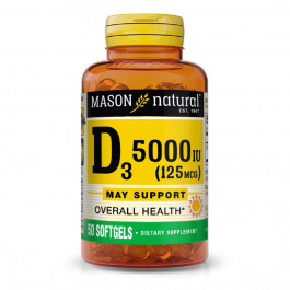 Mason Natural Витамин D3 5000 МЕ, Vitamin D3, , 50 гелевых капсул
