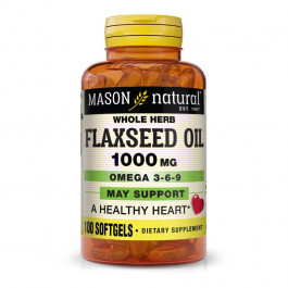 Mason Natural Flax Seed Oil 1000 mg Omega 3-6-9, 100 капсул
