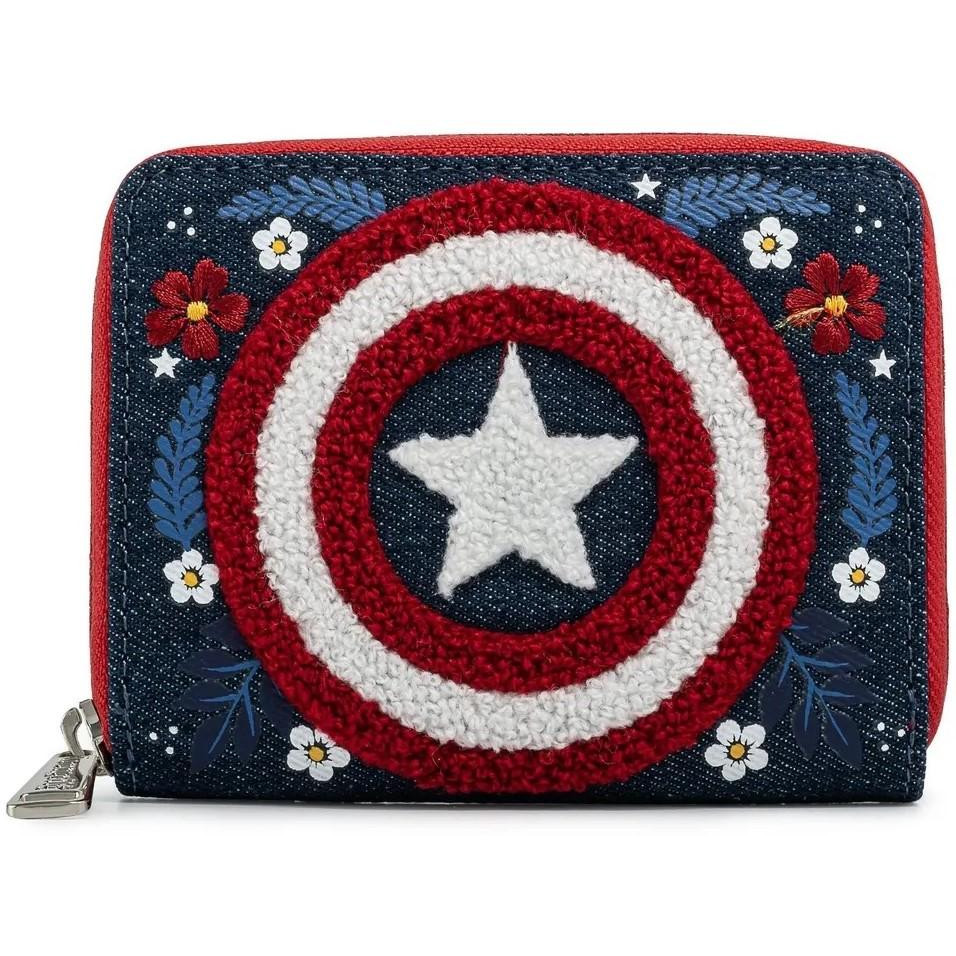 Loungefly Marvel - Captain America 80th Anniversary Floral Shield ZIP Wallet - зображення 1