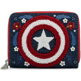 Loungefly Marvel - Captain America 80th Anniversary Floral Shield ZIP Wallet