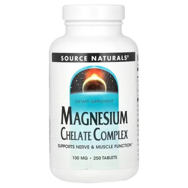 Source Naturals Комплекс Хелата Магнію (Magnesium Chelate Complex) 100 мг 250 таблеток - зображення 1