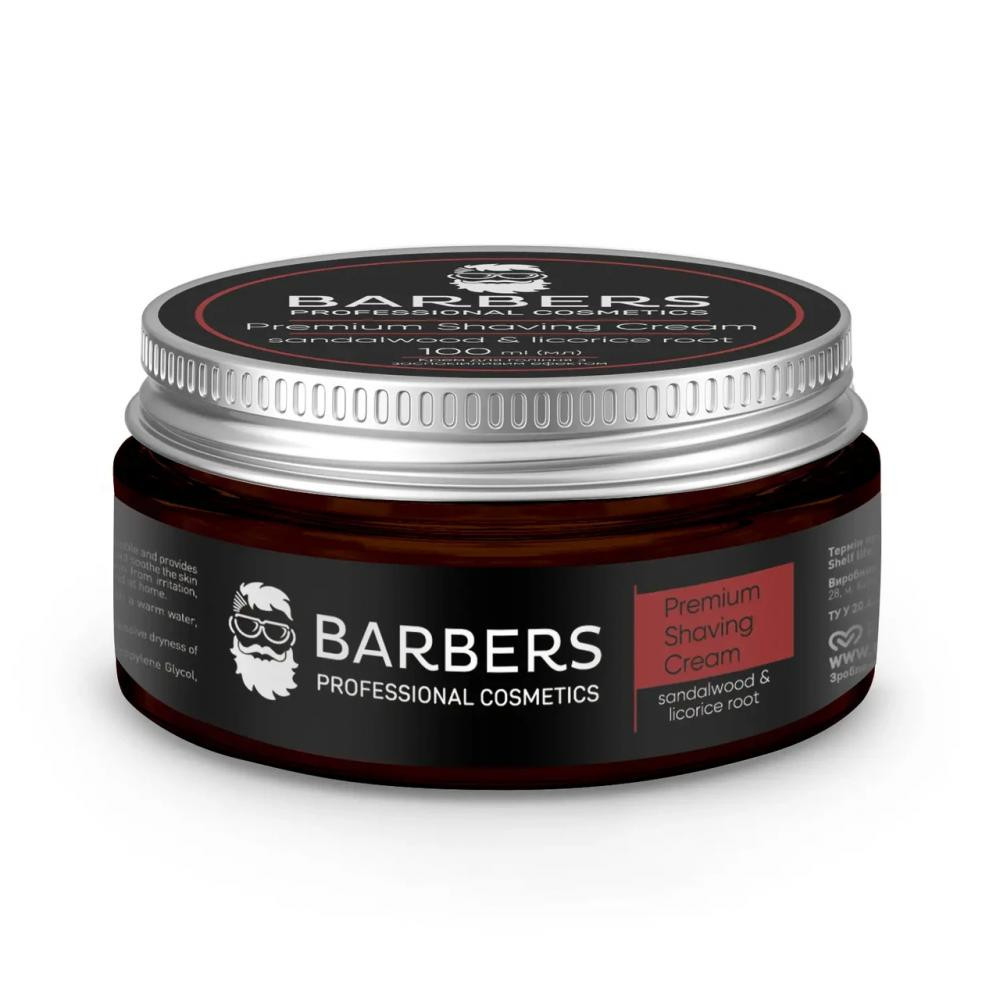 Barbers Professional Крем для бритья успокаивающий  Premium Shaving Cream Sandalwood-Licorice Root 100 мл - зображення 1