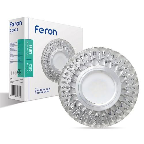FERON Врізний точковий світильник  CD836 MR-16 білий матовий з led підсвіткою - зображення 1