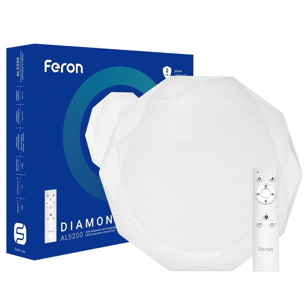 FERON Світлодіодний Smart світильник  AL5200 DIAMOND 36W 2880Lm 2700K-6400K - зображення 1