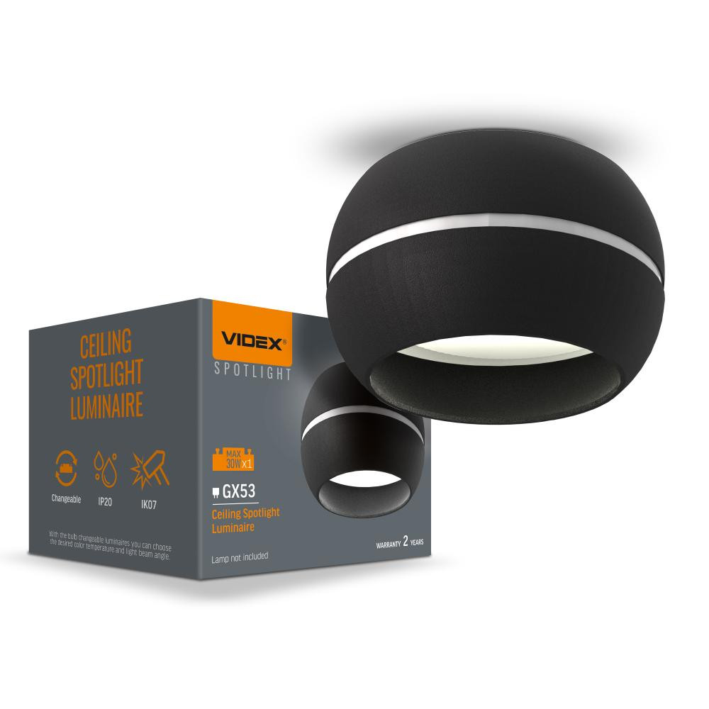 VIDEX Світильник під лампу  GX53 універсальний чорний (4820246484671) - зображення 1