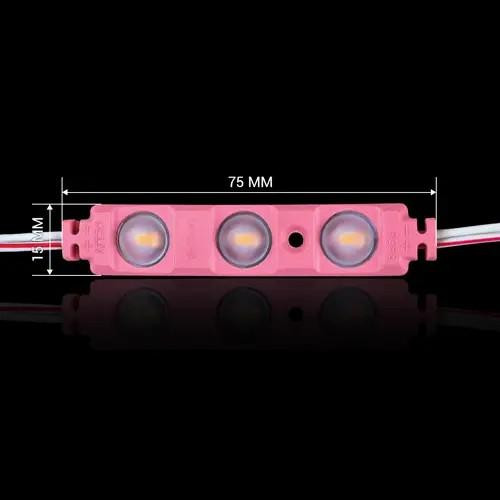 Biom Світлодіодний модуль BRT XG194 5630-3led 1,5W PINK 12v IP65 рожевий з лінзою півсфера - зображення 1