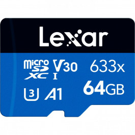 Lexar 64 GB microSDXC High Performance 633x UHS-I U3 V30 A1 Class 10 + SD-adapter (LMS0633064G-BNNNG)