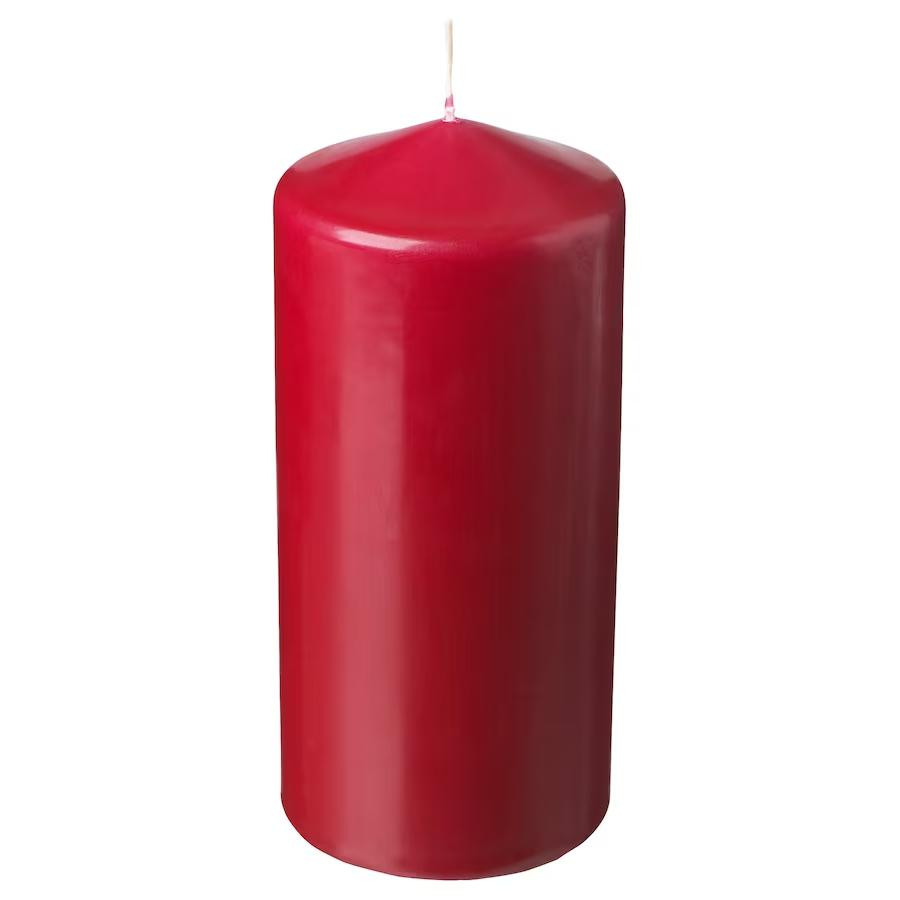 IKEA FENOMEN Блочна свічка без запаху, червона, 19 см (705.518.90) - зображення 1