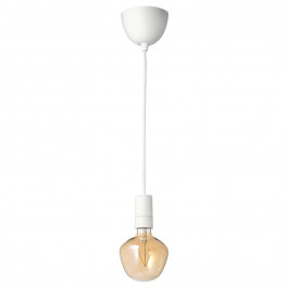 IKEA SUNNEBY / MOLNART, 094.912.25, Підвісний світильник із лампою, білий, коричневе прозоре скло дзвонов
