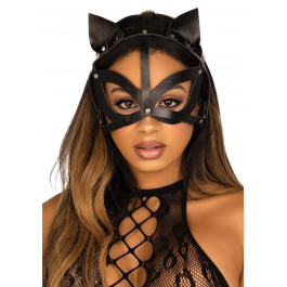 Leg Avenue Vegan leather studded cat mask Black (SO8573)