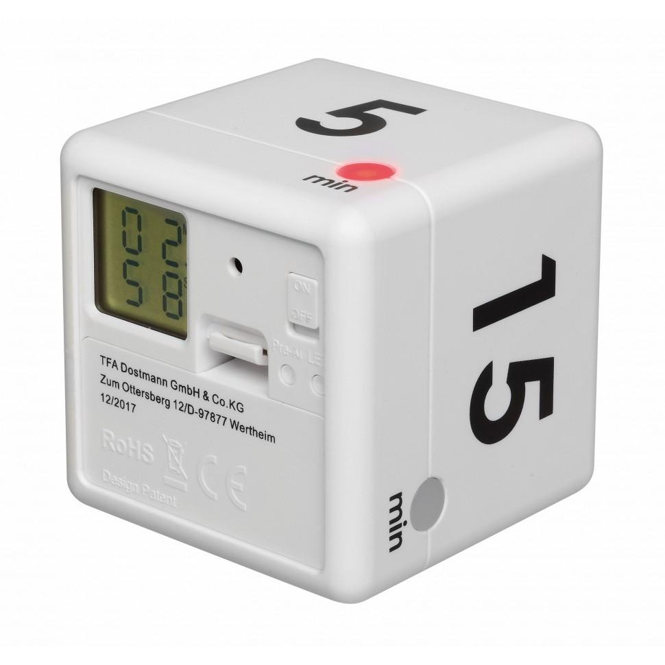TFA Таймер-куб цифровой "CUBE-TIMER", белый, 5–15–30–60 минут (38203202) - зображення 1