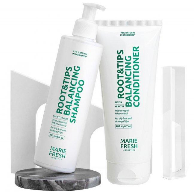 Marie Fresh Cosmetics Набір для жирних коренів та сухих кінчиків  Root&Tips Шампунь 250 мл + Кондиціонер 200 мл (482022277 - зображення 1
