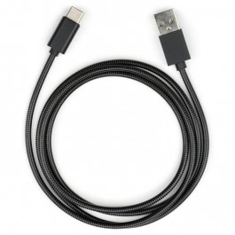 Vinga USB 2.0 AM to Type-C 1m stainless steel black (VCPDCTCSSJ1BK)