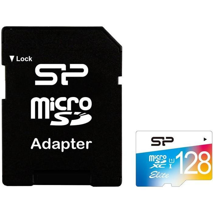 Silicon Power 128 GB microSDXC UHS-I Elite COLOR + SD adapter SP128GBSTXBU1V21SP - зображення 1